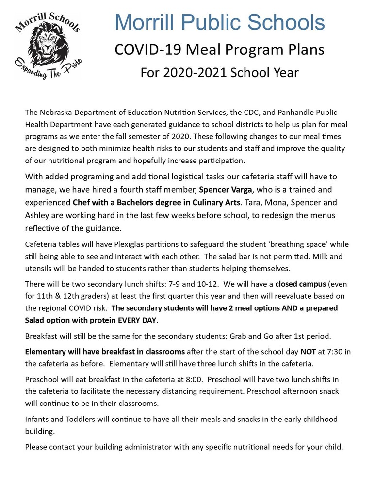 COVID-19 Meal Program Plans