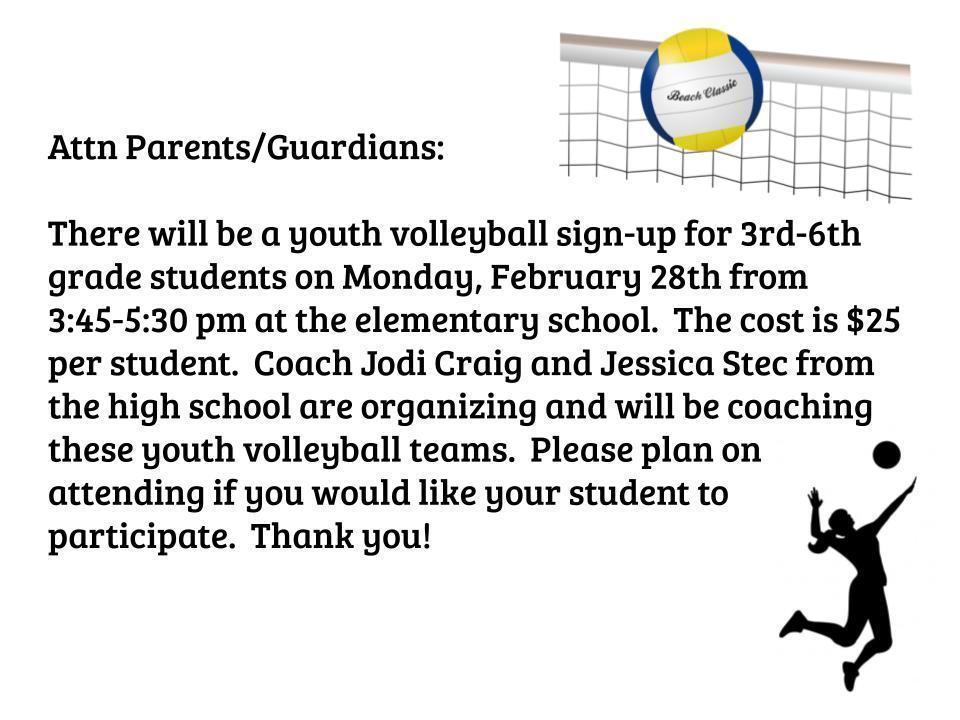 Youth Volleyball Sign-Up (2-28-22)