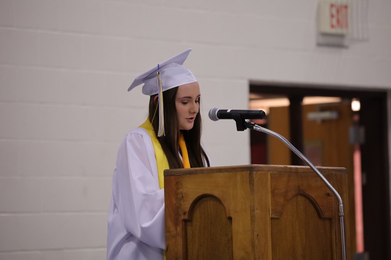 Valedictorian Christine Humphrey addresses her class